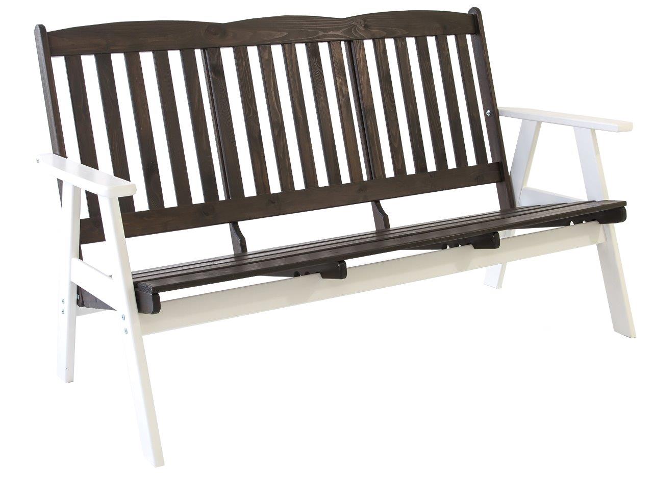 3er Massivholz Bank weiß grau braun Gartenbank Sitzbank Holzbank